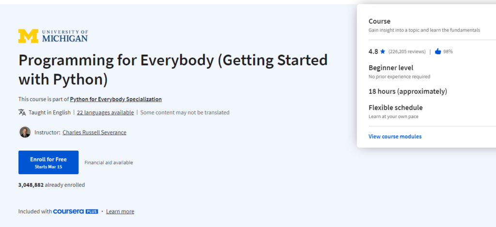 Programming for Everybody (Getting Started with Python)