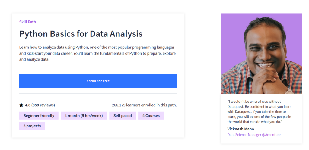Python Basics for Data Analysis by Dataquest